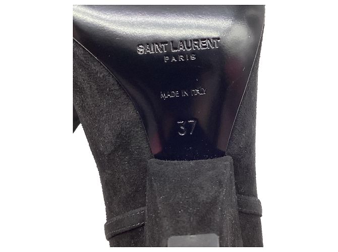 Botines de cuña Niki 85 en ante negro Saint Laurent - vista 8