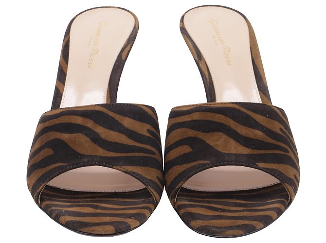 Mule con tacco stampa zebra Gianvito Rossi in scamosciato marrone - vista 2