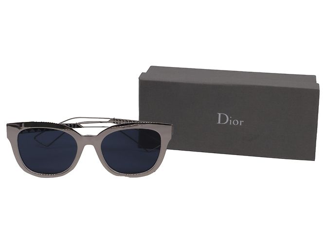 Dior Diorama 1 Mirrored Wayfarer Sonnenbrille aus silbernem Acetat - Ansicht 4