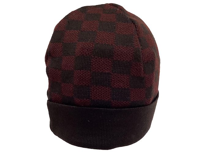 Berretto Louis Vuitton Damier in lana bordeaux Rosso Bordò - vista 2