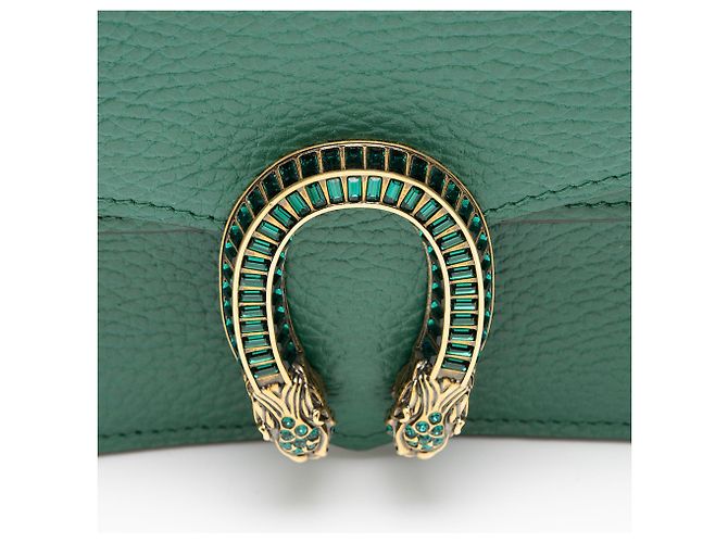 Mini borsa a mano Dionysus in pelle e cristalli Gucci Verde - vista 9