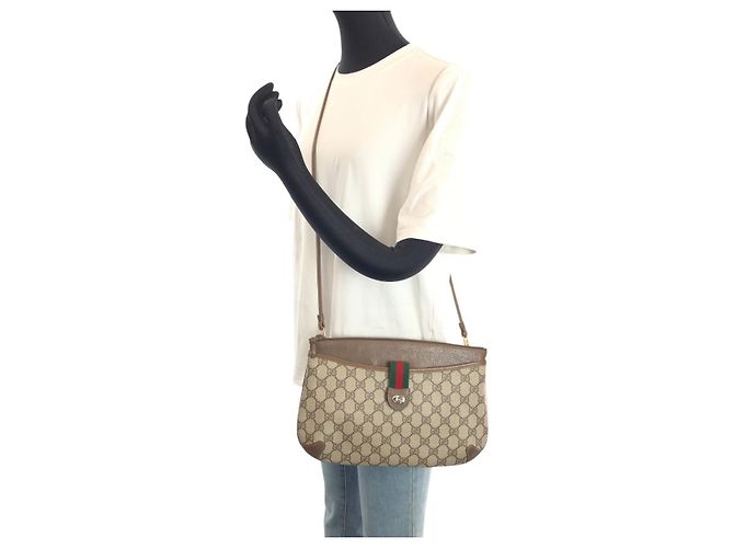 Borsa a Spalla Gucci GG Supreme Canvas Marrone Beige - vista 6
