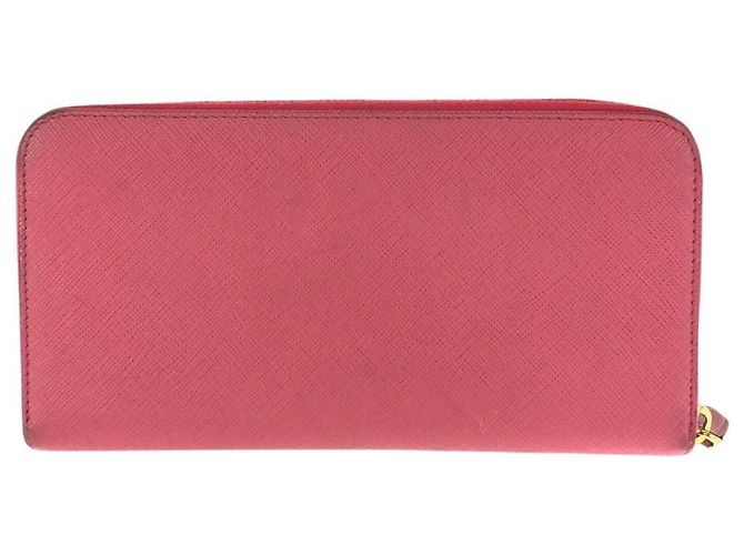 Portafoglio lungo con zip in pelle Saffiano Prada Rosa - vista 2
