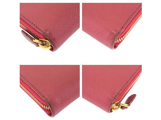 Portafoglio lungo con zip in pelle Saffiano Prada Rosa - vista 3