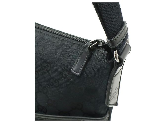 Borsa a tracolla Gucci GG Canvas e pelle nera Nero - vista 4