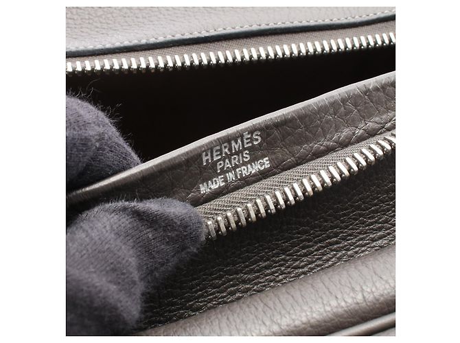 Hermès Borsa Boston Plume 45 in pelle Hermes Grigio - vista 3