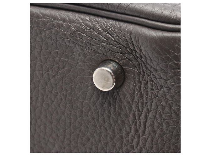 Hermès Borsa Boston Plume 45 in pelle Hermes Grigio - vista 4