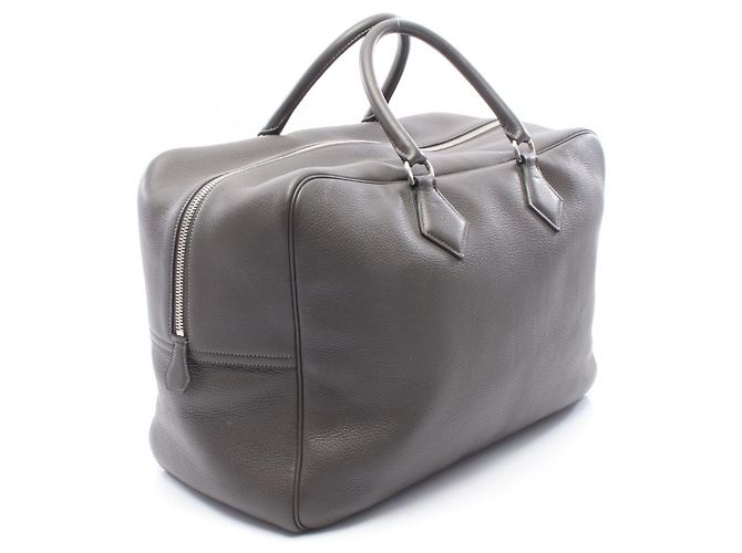 Hermès Borsa Boston Plume 45 in pelle Hermes Grigio - vista 7