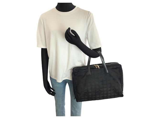 Chanel Nylon/Leder Coco Mark Tote Bag Schwarz - Ansicht 6