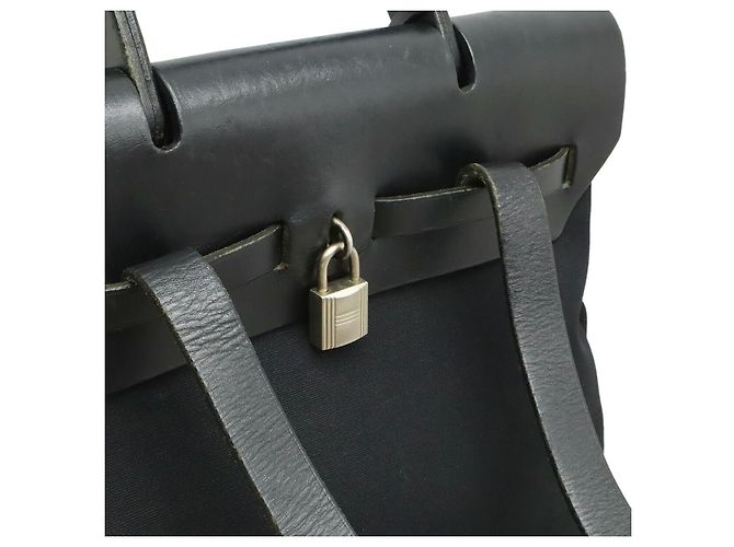 Hermès Zaino Hermes Herbag A Dos PM Canvas Leather Nero - vista 5