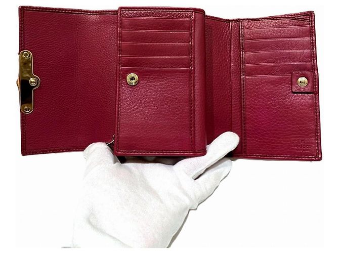 Bamboo Carteira trifold de couro com detalhe em bambu Gucci Marrom - vista 3
