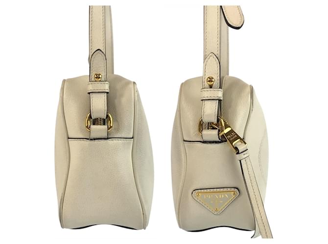 Borsa a tracolla in pelle Prada Bianco - vista 8