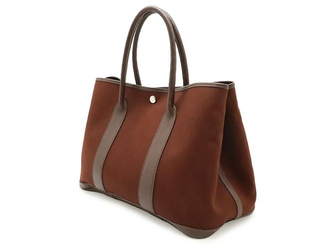 Hermès Borsa Tote Hermes Garden Party PM Toile Officier Leather Marrone - vista 2