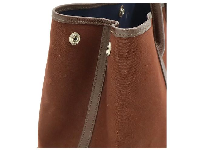 Hermès Borsa Tote Hermes Garden Party PM Toile Officier Leather Marrone - vista 7