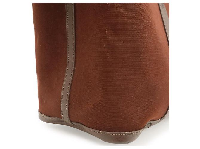 Hermès Borsa Tote Hermes Garden Party PM Toile Officier Leather Marrone - vista 8