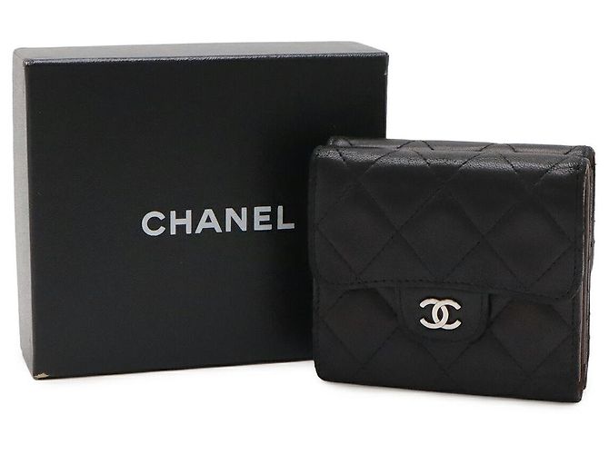 Chanel Portafoglio in pelle Matelasse con logo Coco Nero - vista 9