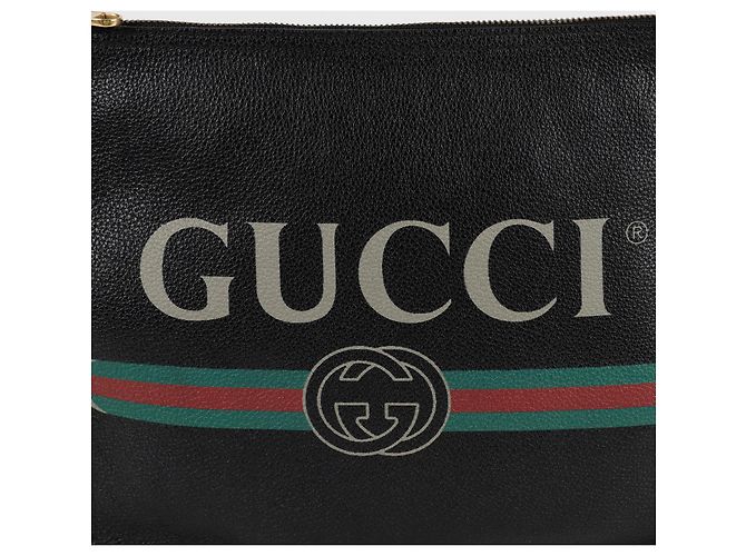 Gucci Clutch Portfolio con Logo Stampato - vista 2