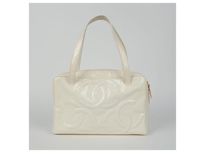Chanel Borsa Bowling con logo Triple Cc Bianco - vista 4