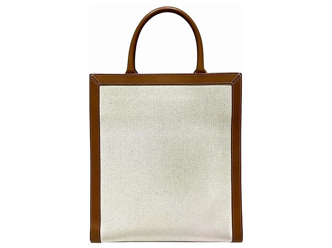 Céline CELINE Vertikaler Cabas Small Canvas Leather Tote Bag Weiß - Ansicht 2