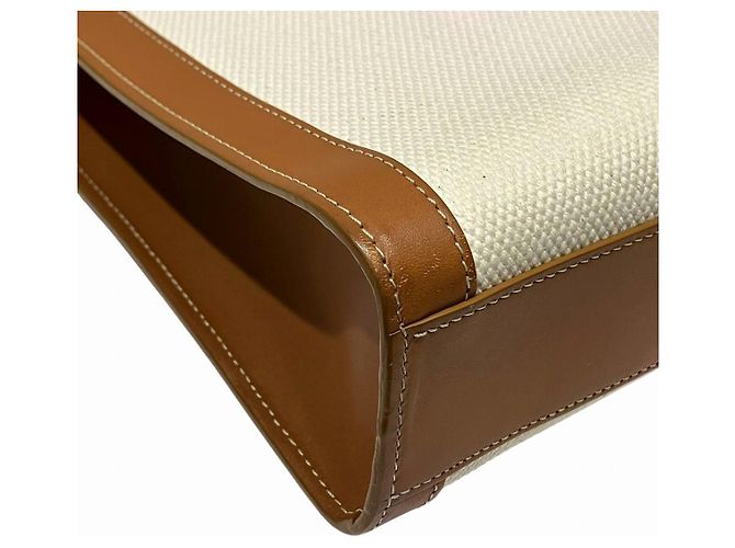 Céline CELINE Vertikaler Cabas Small Canvas Leather Tote Bag Weiß - Ansicht 7