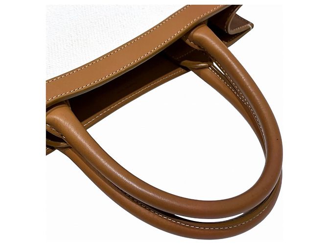 Céline CELINE Vertikaler Cabas Small Canvas Leather Tote Bag Weiß - Ansicht 9