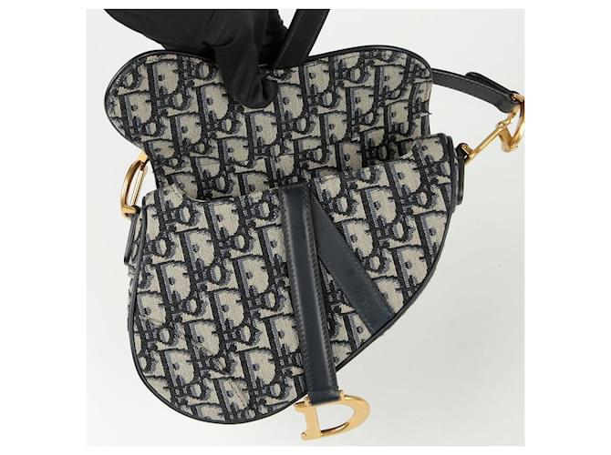 Dior Mini borsa a tracolla Oblique Saddle Blu - vista 7
