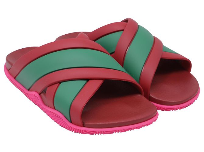 Sandali Web Criss-Cross Gucci in gomma multicolore - vista 3