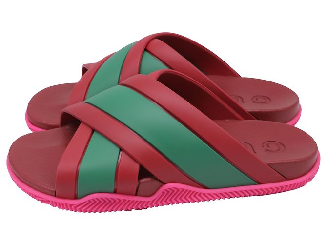 Sandali Web Criss-Cross Gucci in gomma multicolore - vista 4