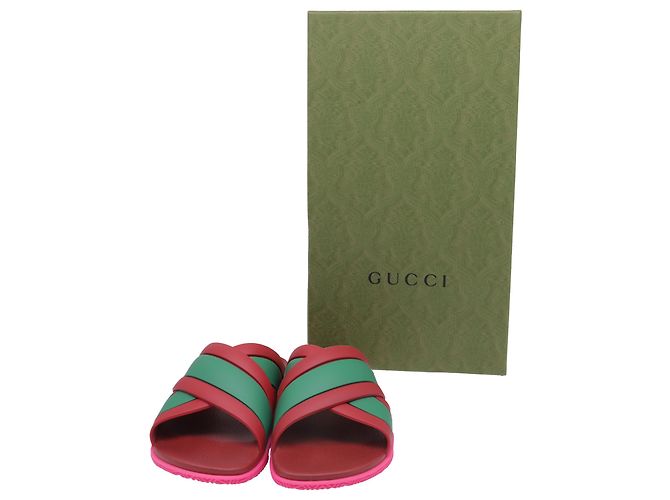 Sandali Web Criss-Cross Gucci in gomma multicolore - vista 8
