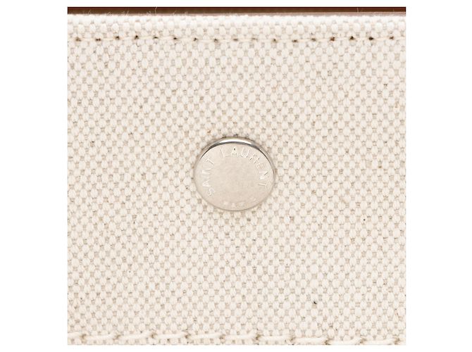 Bolso Tote Trapezoid Rive Gauche de lona y piel de becerro Saint Laurent Castaño Beige - vista 10