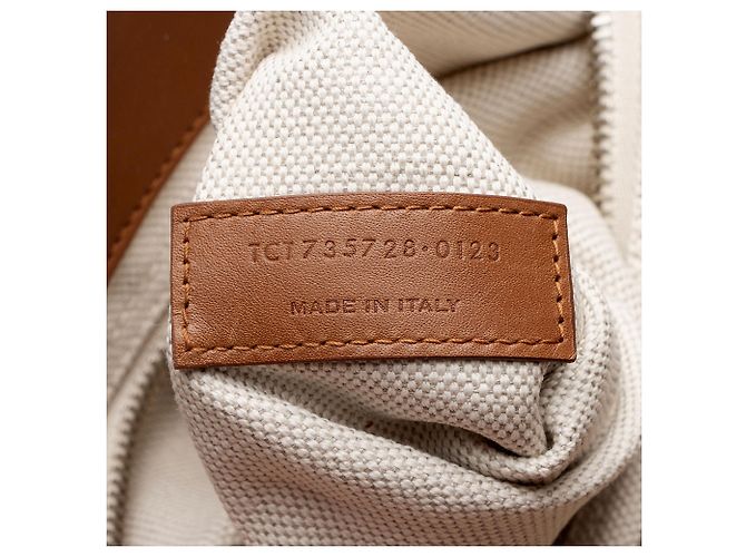 Bolso Tote Trapezoid Rive Gauche de lona y piel de becerro Saint Laurent Castaño Beige - vista 6