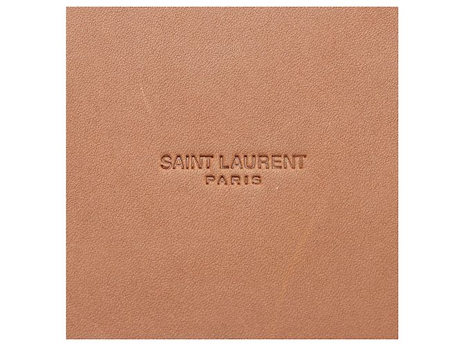 Bolso Tote Trapezoid Rive Gauche de lona y piel de becerro Saint Laurent Castaño Beige - vista 9