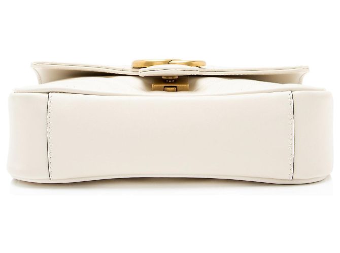 Borsa Gucci Matelasse Leather GG Marmont Small Flap Bianco - vista 4