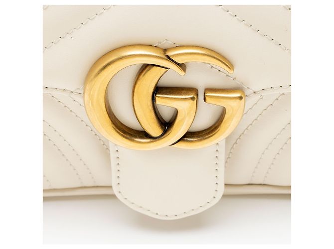 Borsa Gucci Matelasse Leather GG Marmont Small Flap Bianco - vista 9