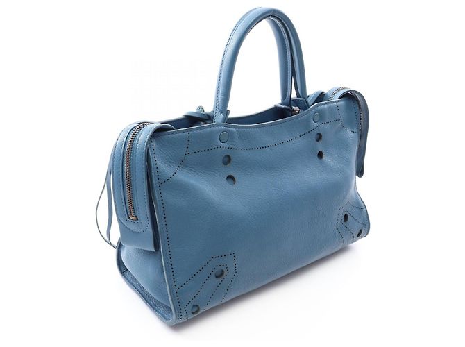 Borsa 2way Balenciaga Blackout City S Blu - vista 2