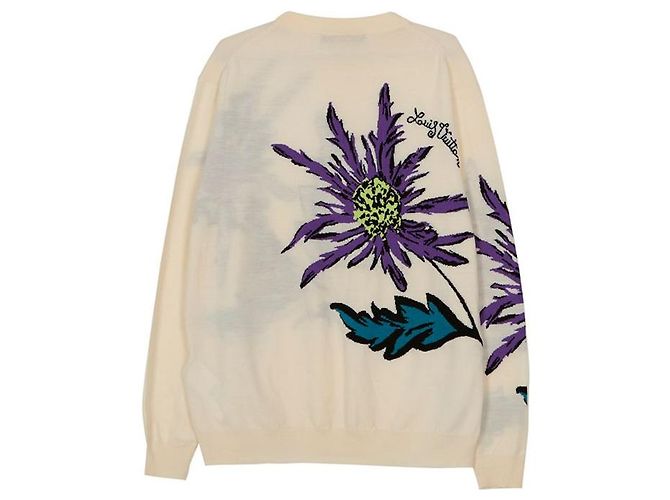 Louis Vuitton Tussle Intarsia Strickpullover Größe XXL Weiß - Ansicht 2