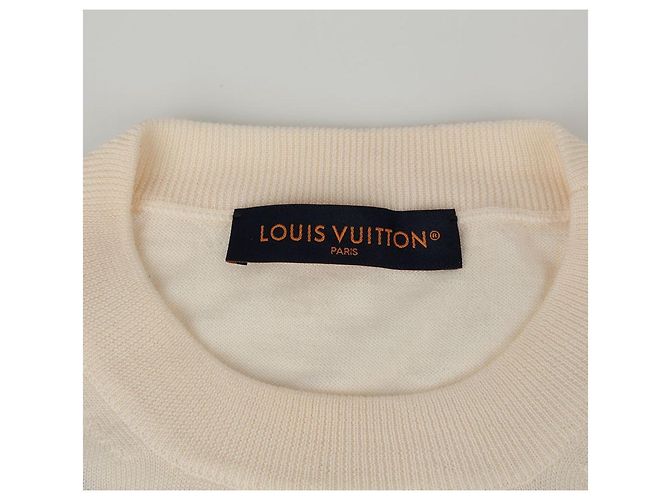 Louis Vuitton Tussle Intarsia Strickpullover Größe XXL Weiß - Ansicht 4