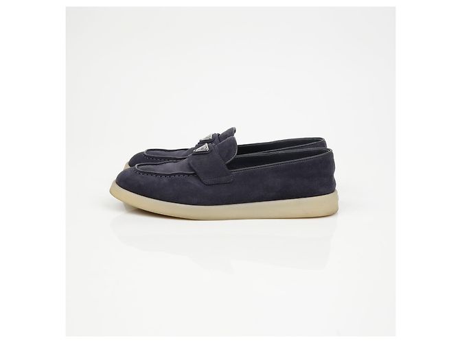 Prada Triangular Logo Loafer Size Blue - view 5
