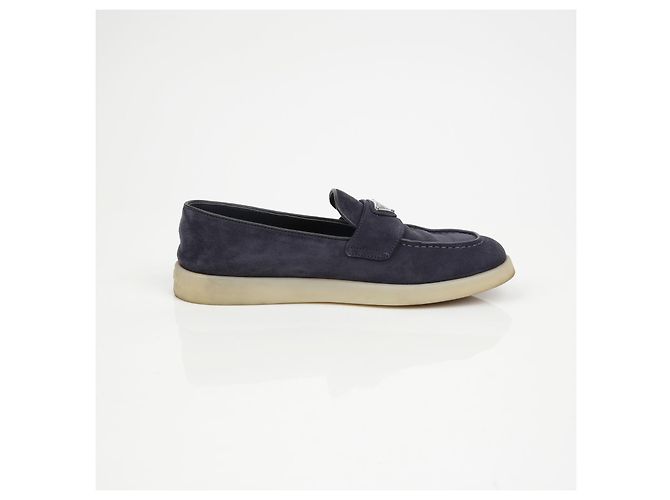 Prada Triangular Logo Loafer Size Blue - view 7