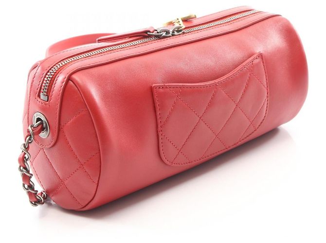 Borsa a tracolla bowling in pelle Chanel Rosso - vista 2