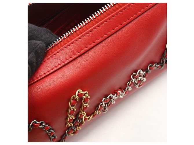 Borsa a tracolla bowling in pelle Chanel Rosso - vista 4