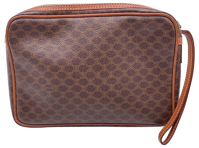 16 Céline Clutch in tessuto vintage Celine Marrone - vista 3