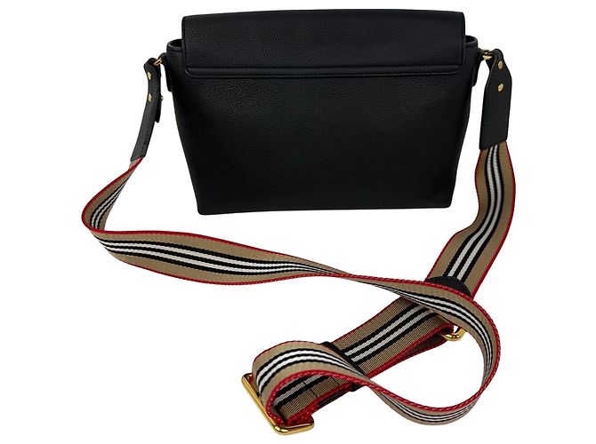 Borsa a tracolla Note in pelle di vitello granulata nera Burberry Nero - vista 2