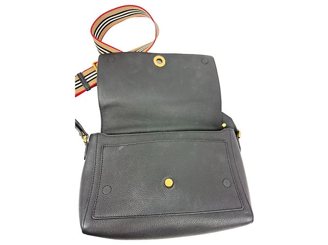 Borsa a tracolla Note in pelle di vitello granulata nera Burberry Nero - vista 3