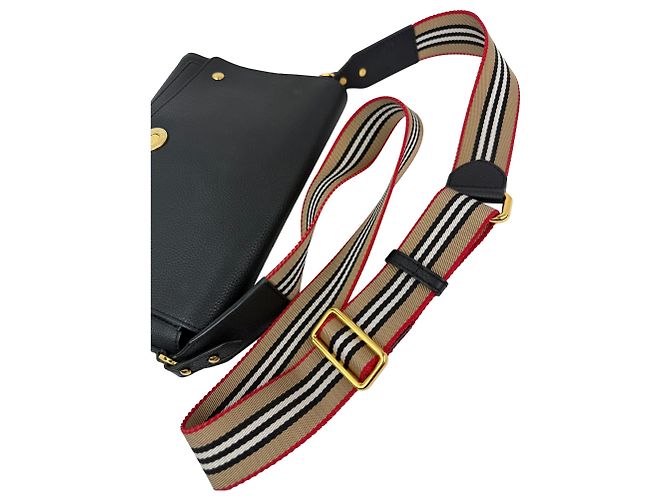 Borsa a tracolla Note in pelle di vitello granulata nera Burberry Nero - vista 4