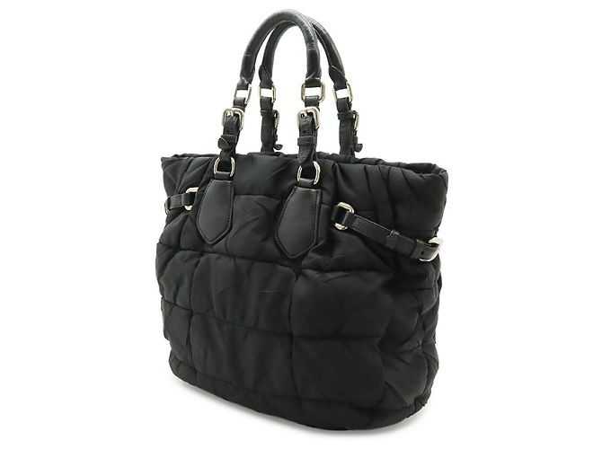 Prada Nylon-Leder-Logo-Tote-Bag Schwarz - Ansicht 2