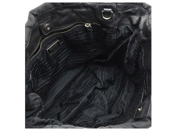 Prada Nylon-Leder-Logo-Tote-Bag Schwarz - Ansicht 5