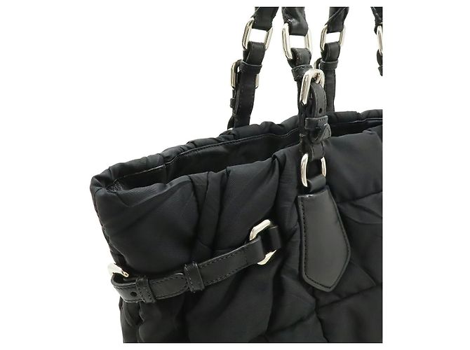 Prada Nylon-Leder-Logo-Tote-Bag Schwarz - Ansicht 7