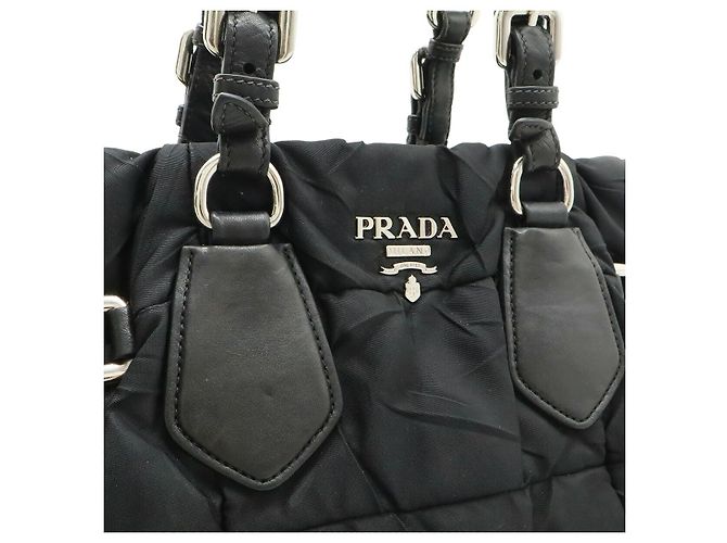 Prada Nylon-Leder-Logo-Tote-Bag Schwarz - Ansicht 8
