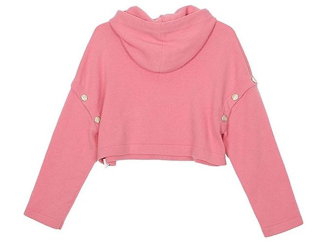 Chanel Kurz Strickjacke mit Kapuze und Cc Knopf Größe Cc Pink - Ansicht 2
